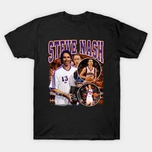 Steve Nash Basketball Legend Signature Vintage Graphic Retro Bootleg Style T-Shirt
